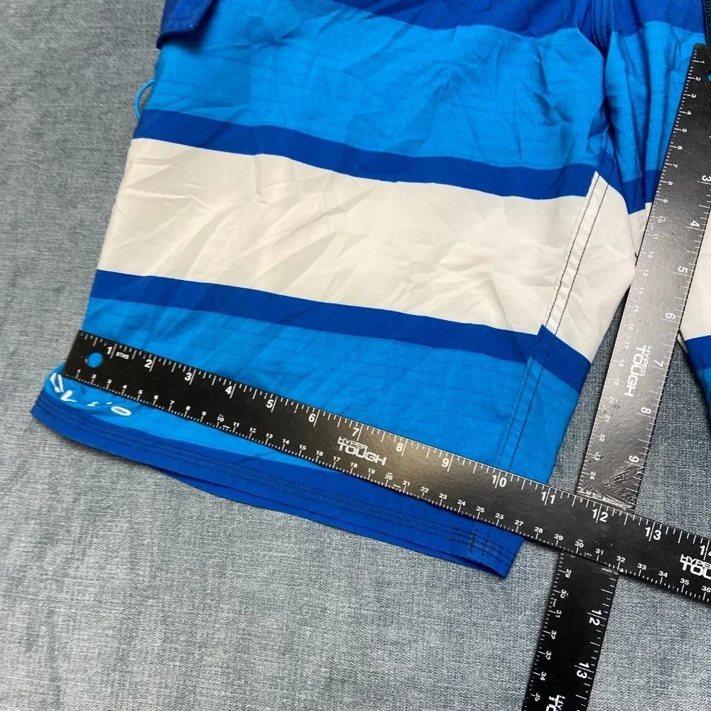 Quiksilver Board Shorts Men 34 Blue White Colorblock Surfing Swimwear Drawstring